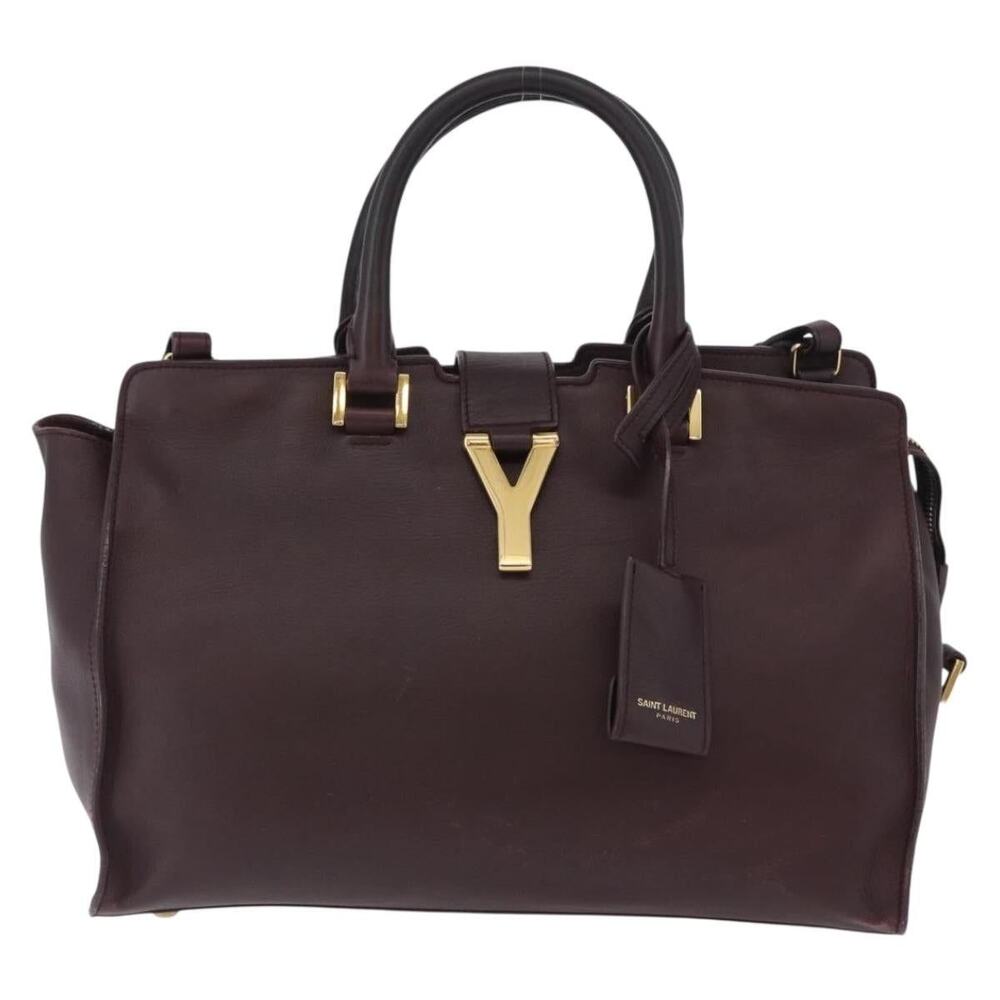 Saint Laurent Leather Petit Cabas Handbag Purple